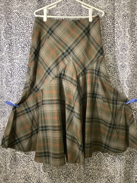 Jessica Dresses & Skirts - Jessica Olive Plaid Skirt with Orange & Blue Accents